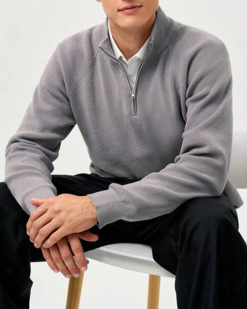 Men's Ribbed Knit Half-Zip Jumper