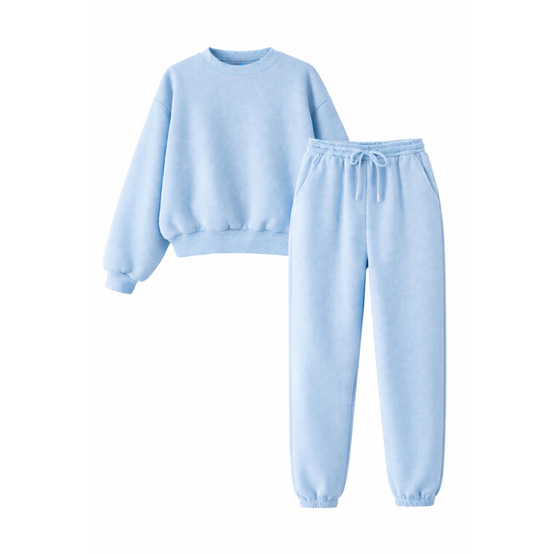 Minimalist Cotton Blend Joggers and Sweatshirt Set