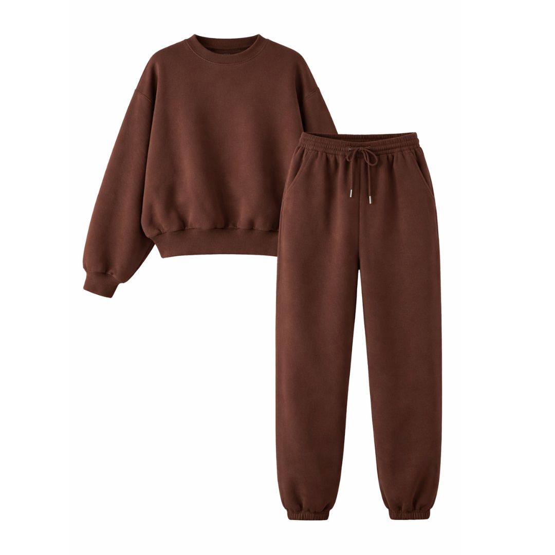 Minimalist Cotton Blend Joggers and Sweatshirt Set