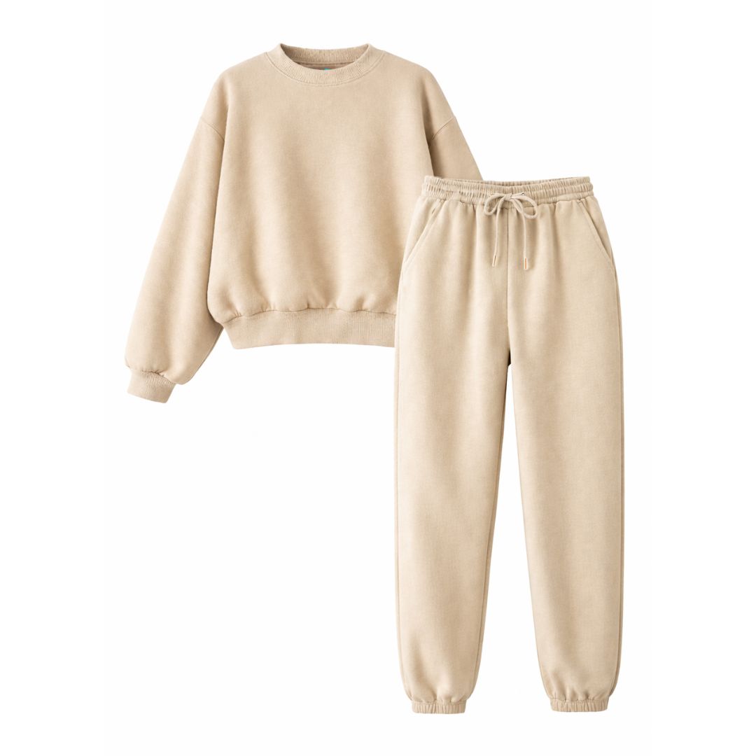 Minimalist Cotton Blend Joggers and Sweatshirt Set