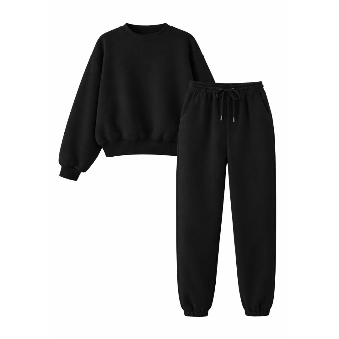 Minimalist Cotton Blend Joggers and Sweatshirt Set