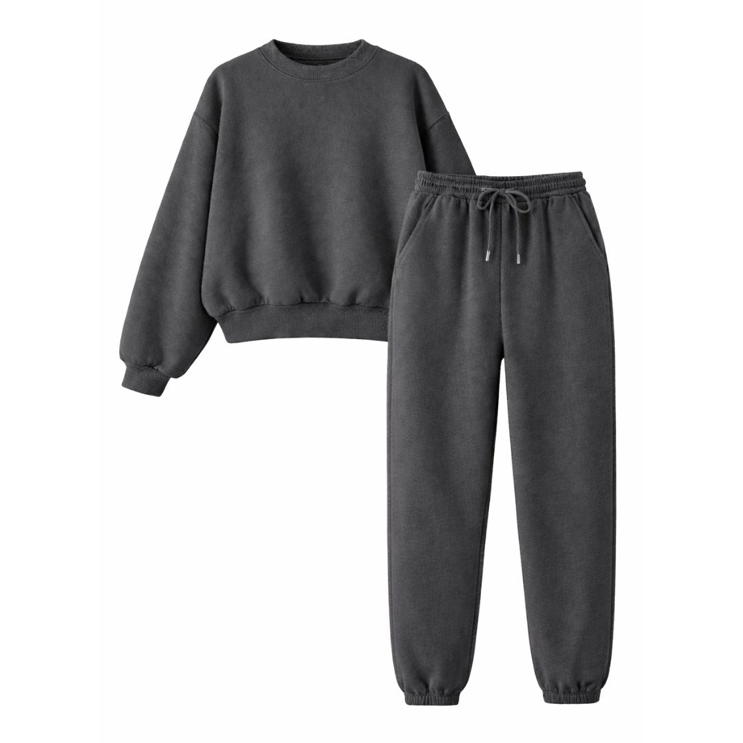 Minimalist Cotton Blend Joggers and Sweatshirt Set
