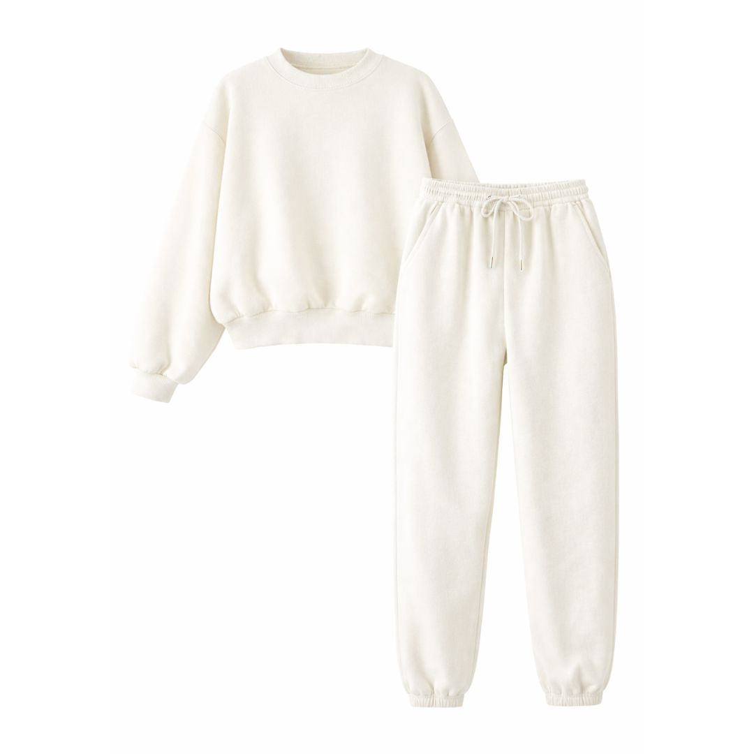 Minimalist Cotton Blend Joggers and Sweatshirt Set