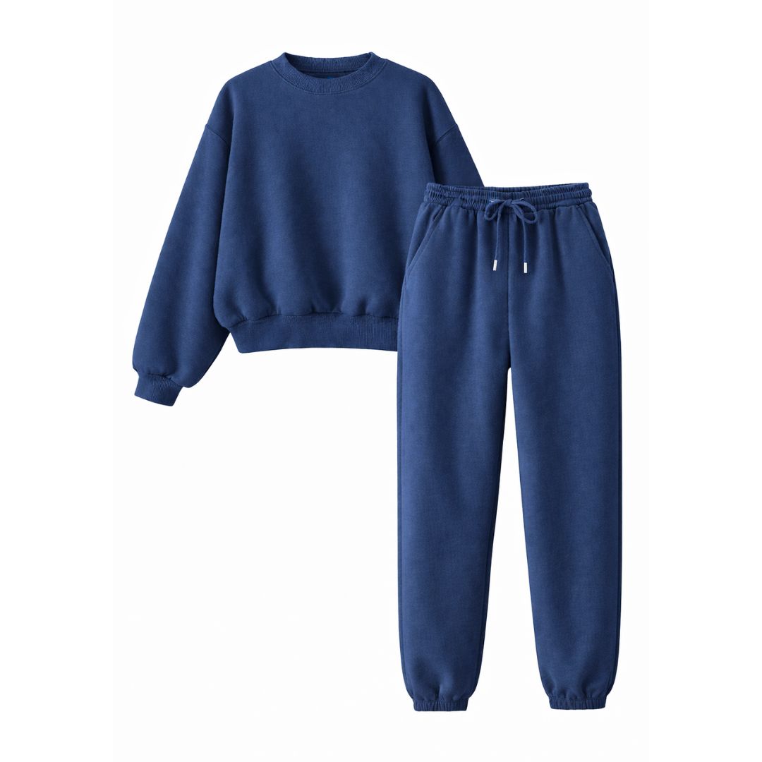 Minimalist Cotton Blend Joggers and Sweatshirt Set