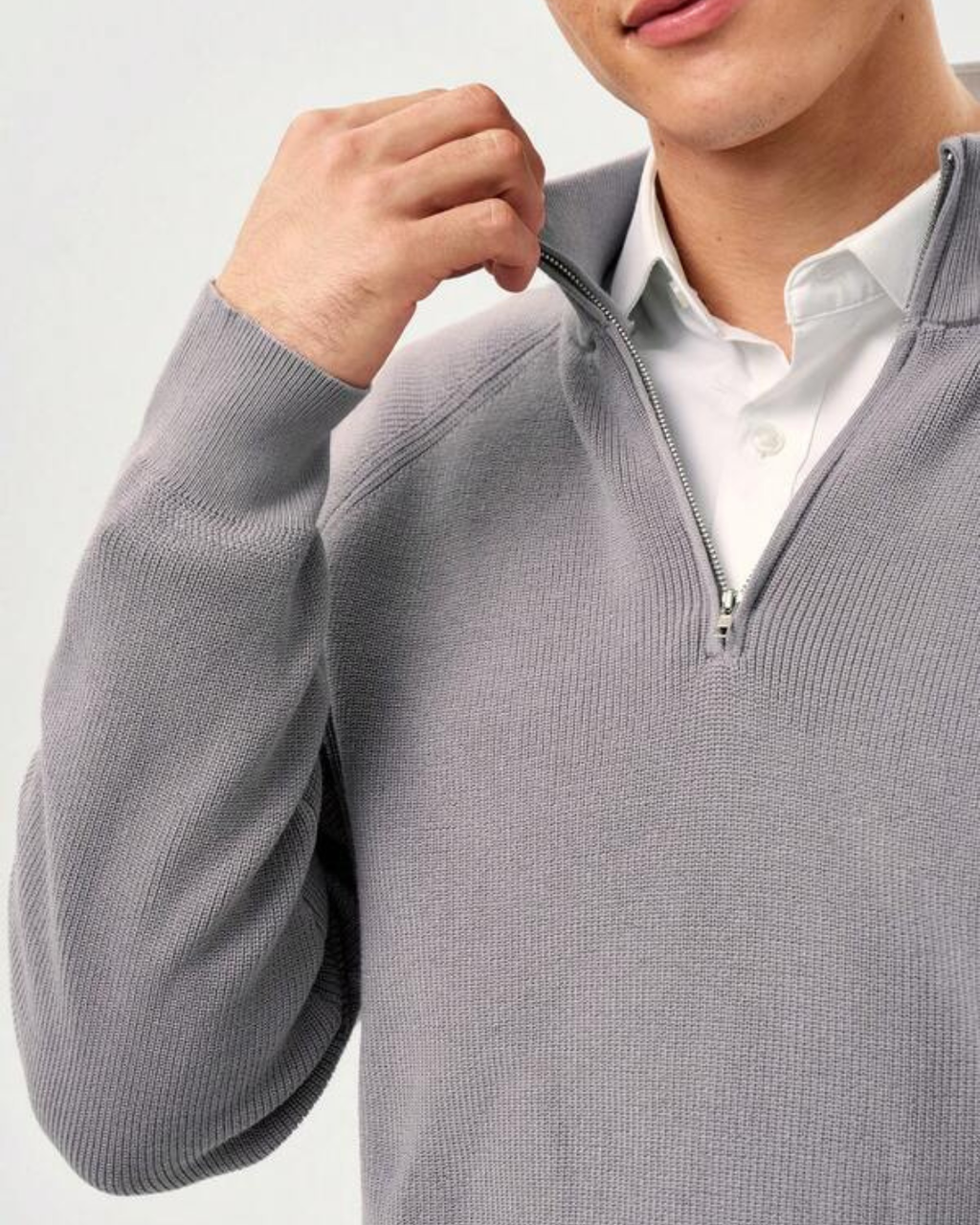 Men's Ribbed Knit Half-Zip Jumper