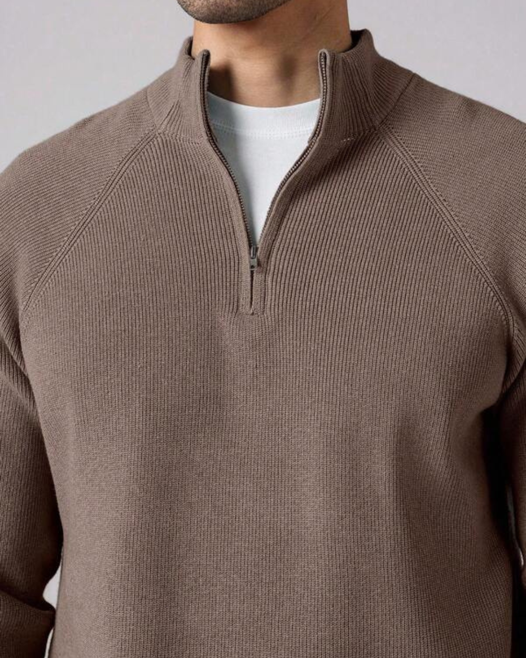 Men's Ribbed Knit Half-Zip Jumper