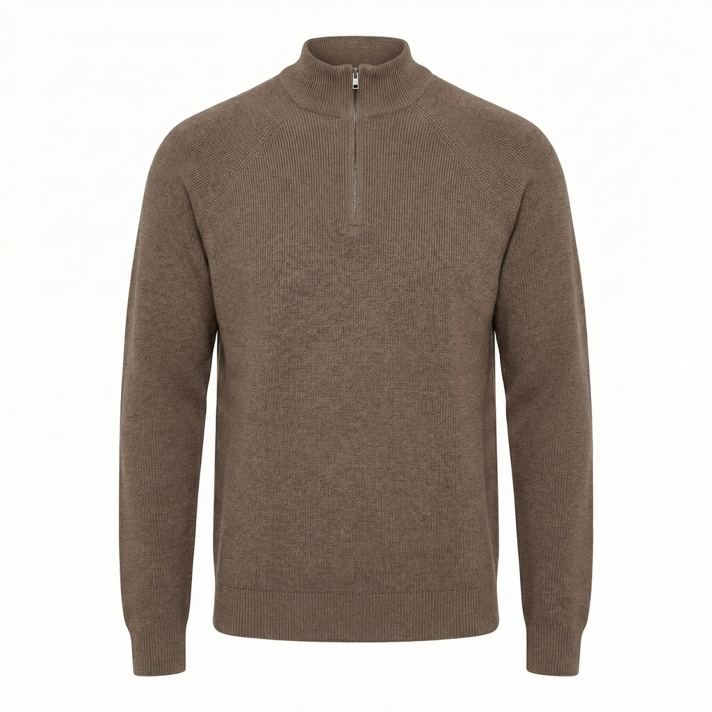 Men's Ribbed Knit Half-Zip Jumper
